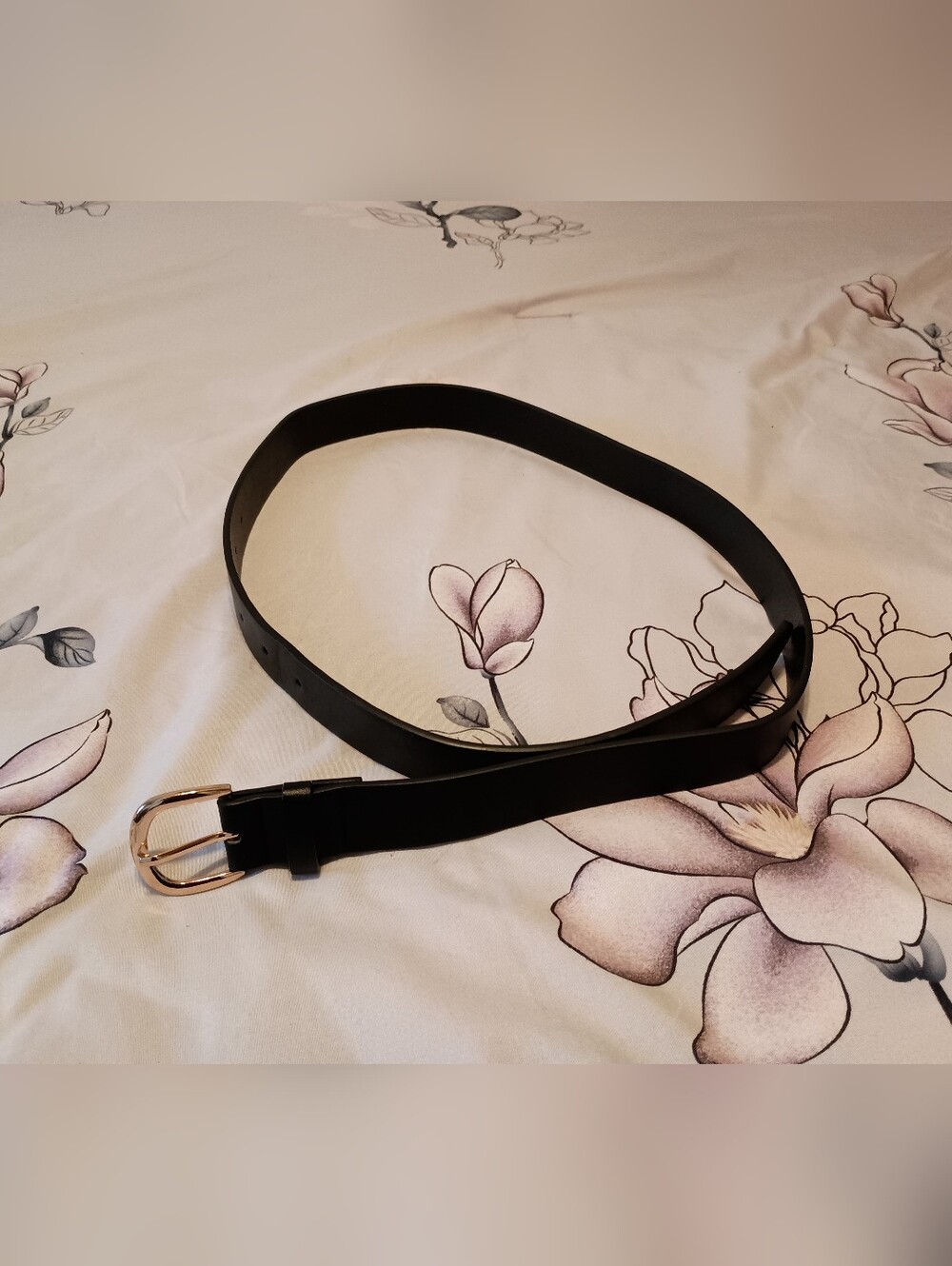 NWOT Black Faux Leather Belt with Gold Buckle - Classic Women's Accessory